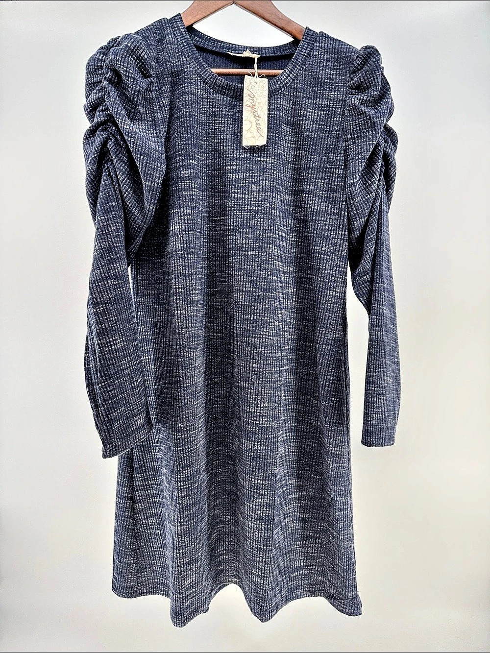Mystree Puff Sleeve Mini Dress in Blue NWT